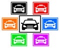 Set colorful icon with taxi car