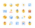 Set of colorful icons of boxes