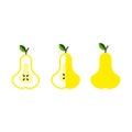 Set of colorful icons pear whole and cut on a white background. Fruit. Design for textiles, labels, posters. Vector illustration Royalty Free Stock Photo
