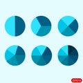 Set of colorful info piecharts / segment of circle element icons for 1, 2, 3, 4, 5, 6, Modern flat design infographics template Royalty Free Stock Photo