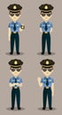 Set of colorful isolated vector policeman at work.