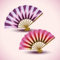 Set of colorful Japanese fans
