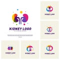 Set of Colorful Kidney Logo Design Concept. Urology Logo Vector Template