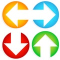 Set of Colorful Left-Right, Up-Down Arrows cut in circles Royalty Free Stock Photo