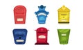 Set of colorful letterboxes. Vector illustration on a white background. Royalty Free Stock Photo