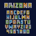 Set of colorful letters and numbers. Vector alphabet symbols.