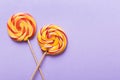 Set of colorful lollipops on colored background. Summer concept. Party Happy Birthday or Minimalist Concept