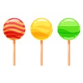 Set of colorful lollipops, sweet candies, vector illustration, cartoon style Royalty Free Stock Photo