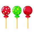 Set of colorful lollipops, sweet candies, vector illustration, cartoon style Royalty Free Stock Photo