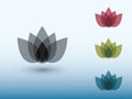 A set of colorful lotus flower logos on light background vector