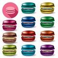 Set of colorful macarons, vector