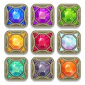 Set of colorful magic gemstones