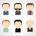 Set of colorful male faces icons.