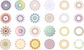 Set of 16 colorful mandala icons