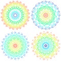 Set of colorful mandalas. Round mandala ornaments. Anti-stress therapy mandalas. Weave pattern mandalas. Yoga mandala logo