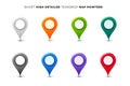 Set of Colorful Map Markers. Collection of Modern High Detailed Pointers. Vector Design Elements