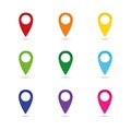 Set colorful map pointer location pin icon marker flag symbol