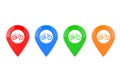 Set of Colorful Map Pointer Pins with Bicycle Icon. 3d Rendering