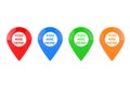 Set of Colorful Map Pointer Pins Icons with You Are Here Sign. 3d Rendering