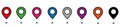 Set of colorful map pointer. Map pins, markers. Location icons for map. Vector illustration. EPS - 10