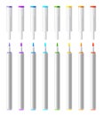 Set of colorful markers. Vector realistic highlighters, felt tip marker or pens collection for design in home, office