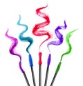 Set of colorful mascara brushes with different mascara strokes