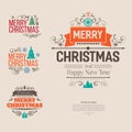 Set of colorful Merry Christmas vector retro vintage badges
