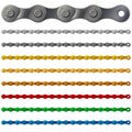Set of colorful metal bicycle chain, on white
