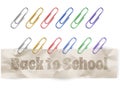 Set of colorful metallic paper clips