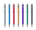 Set of colorful metallic spring ballpoint pens