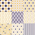 Set of colorful mid century geometric seamless patterns for interior design.