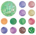 Set of colorful Mirror, mosaic disco ball. Illustration on white background.