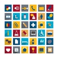 Set of colorful moder long shadows flat icon. Royalty Free Stock Photo