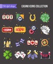 Set of colorful modern gambling icons, casino Royalty Free Stock Photo