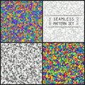 Set of Colorful and Monochrome Seamless Patterns of Symmetric Tr