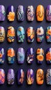 A set of colorful nail art designs, AI Royalty Free Stock Photo
