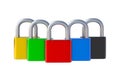 Set of colorful padlocks isolated on white background