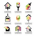 Set of Colorful paint house logo design vector Royalty Free Stock Photo