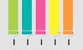 5 set of colorful paint roller brushes. RGB vector illustration. Royalty Free Stock Photo