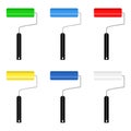 Set of colorful paint roller brushes. vector illustration Royalty Free Stock Photo