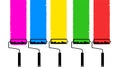 Set of colorful paint roller brushes. vector illustration Royalty Free Stock Photo