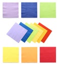 Set with colorful paper napkins on background, top view Royalty Free Stock Photo