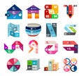 Set of colorful paper style ribbon stripes and lines infographic diagram templates Royalty Free Stock Photo