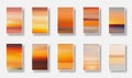 Set of colorful paper sunset and sunrise sea cards. Abstract blurred textured gradient mesh color backgrounds Royalty Free Stock Photo