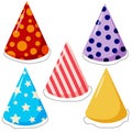 Set of colorful party hats on white background Royalty Free Stock Photo