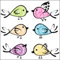 Set of colorful patterned birds