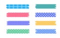 Set of colorful patterned washi tape strips. Cute decorative scotch tape isolated on white background Royalty Free Stock Photo