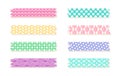 Set of colorful patterned washi tape strips. Cute decorative scotch tape isolated on white background Royalty Free Stock Photo
