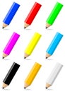 Set of colorful pencils with black tip