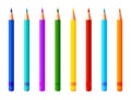 Set of colorful pencils. Vector realistic highlighters, felt tip marker or pens collection for design in home, office Royalty Free Stock Photo